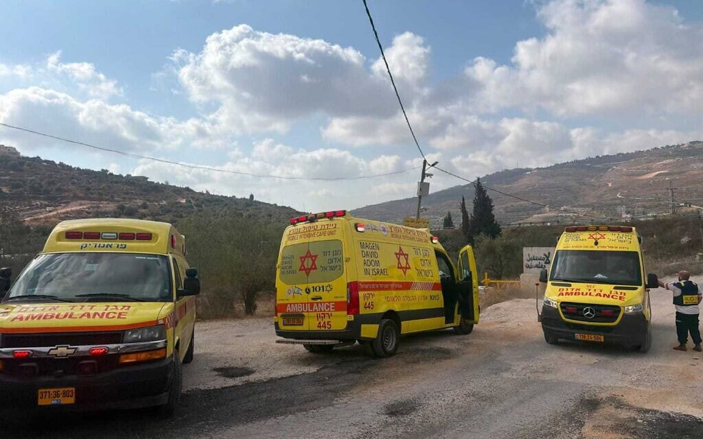 צוותי רפואה בזירת עימות בין מתנחלים לפלסטינים סמוך להתנחלות חוות גלעד בגדה המערבית, 24 ביולי 2026 (צילום: מד"א) צוותי רפואה בזירת עימות בין מתנחלים לפלסטינים סמוך להתנחלות חוות גלעד בגדה המערבית, 24 ביולי 2026 (צילום: מד"א)