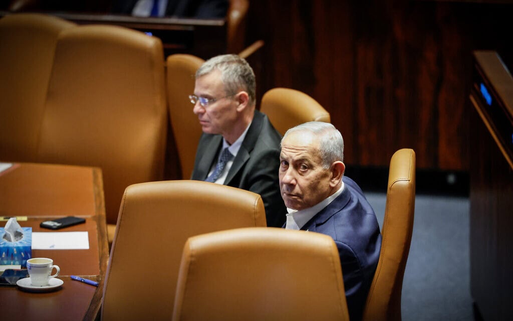 ראש הממשלה בנימין נתניהו ושר המשפטים יריב לוין במליאת הכנסת, 16 ביולי 2026 (צילום: נועם מושקוביץ, דוברות הכנסת) ראש הממשלה בנימין נתניהו ושר המשפטים יריב לוין במליאת הכנסת, 16 ביולי 2026 (צילום: נועם מושקוביץ, דוברות הכנסת)