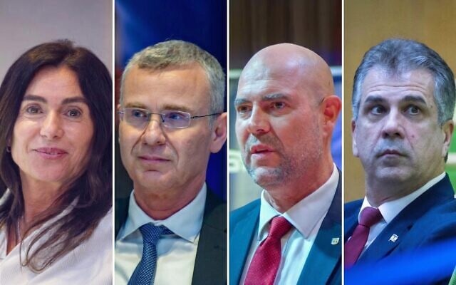 אלי כהן (מימין), אמיר אוחנה, יריב לוין ומירי רגב (צילום: יונתן זינדל ושרון לייבל, פלאש90) אלי כהן (מימין), אמיר אוחנה, יריב לוין ומירי רגב (צילום: יונתן זינדל ושרון לייבל, פלאש90)