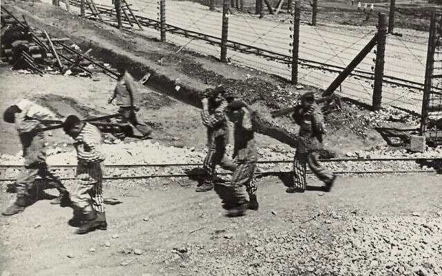 עובדי כפייה יהודים במחנה הריכוז פלשוב בקרקוב הכבושה על ידי הגרמנים, בסביבות 1941