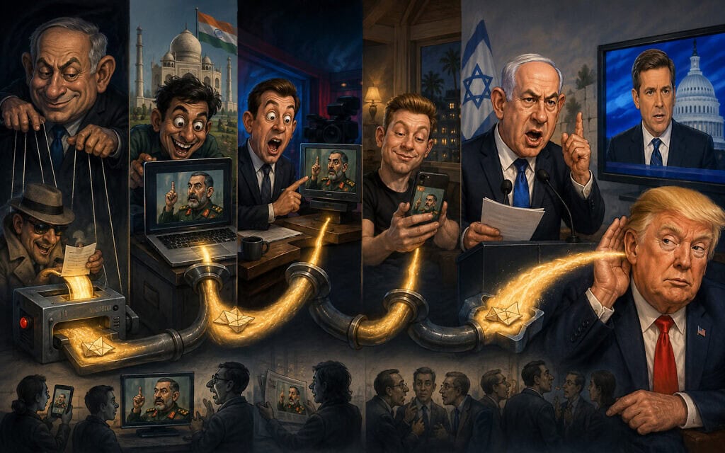 מבצע השפעה. אילוסטרציה סאטירית (צילום: יצירת AI)