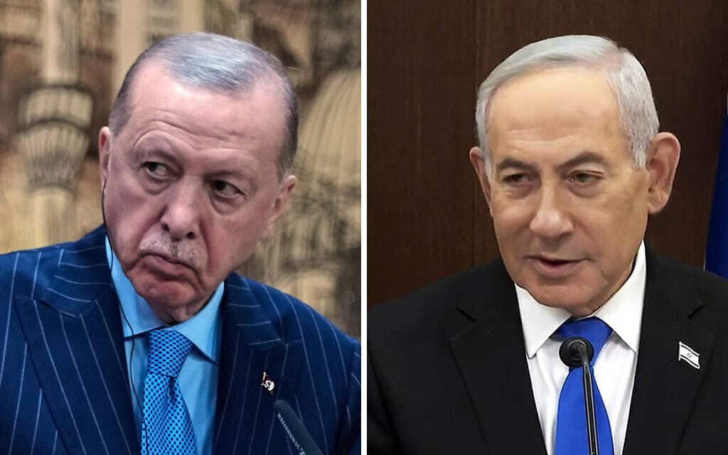 בנימין נתניהו, נשיא טורקיה רג'פ טאיפ ארדואן (צילום: מתוך סרטון של לע"מ, AP Photo/Khalil Hamra) בנימין נתניהו, נשיא טורקיה רג'פ טאיפ ארדואן (צילום: מתוך סרטון של לע"מ, AP Photo/Khalil Hamra)