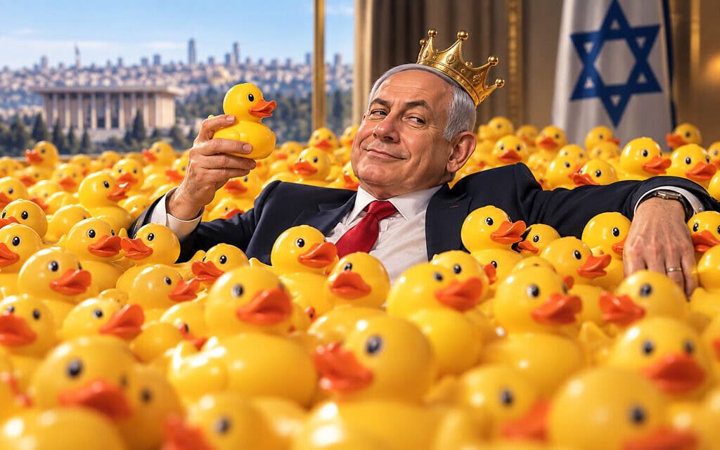 נתניהו והברווזים. אילוסטרציה (צילום: יצירת AI) נתניהו והברווזים. אילוסטרציה (צילום: יצירת AI)