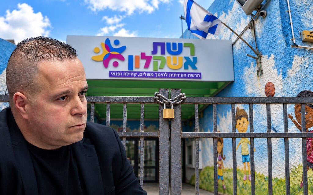 אילוסטרציה: הכניסה למבנה של "רשת אשקלון" סגורה (צילום: יונתן זינדל/פלאש90, מתוך עמוד הפייסבוק של מרכז קהילתי שפירא באשקלון, עיבוד AI) אילוסטרציה: הכניסה למבנה של "רשת אשקלון" סגורה (צילום: יונתן זינדל/פלאש90, מתוך עמוד הפייסבוק של מרכז קהילתי שפירא באשקלון, עיבוד AI)