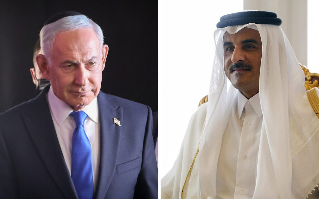 אמיר קטאר, בנימין נתניהו (צילום: Nathan Howard / POOL / AFP, מארק ישראל סלם/פול)