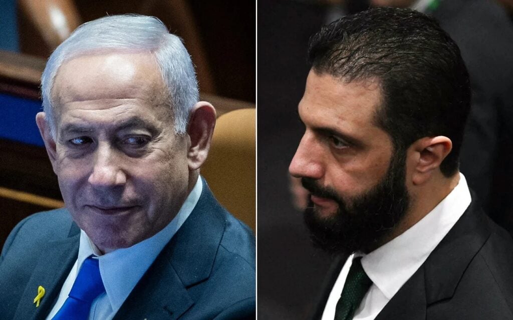 נשיא סוריה אחמד א־שרע במדינת פארה שבברזיל, 6 בנובמבר 2025; ראש הממשלה בנימין נתניהו, 8 בדצמבר 2025 (צילום: חיים גולדברג/פלאש90; Mauro PIMENTEL / AFP)